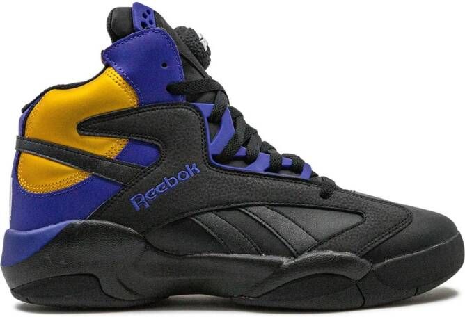 Reebok "Shaq Attaq Core Black Bold Purple Collegiate Gold sneakers" Zwart