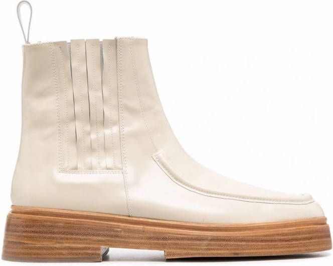 Rejina Pyo Leah leren enkellaarzen Beige