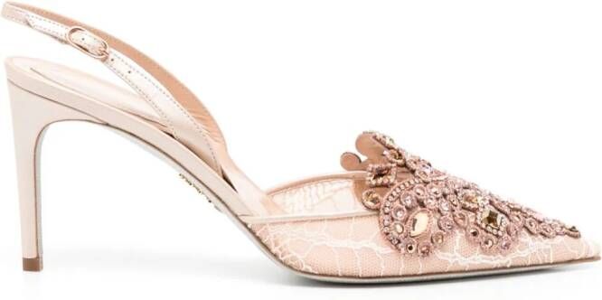 René Caovilla 55 mm Venezia leren pumps Roze