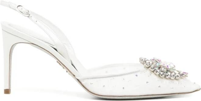 René Caovilla Slingback pumps met kristallen Zilver