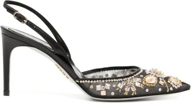 René Caovilla Aretha slingback pumps met kristallen Zwart