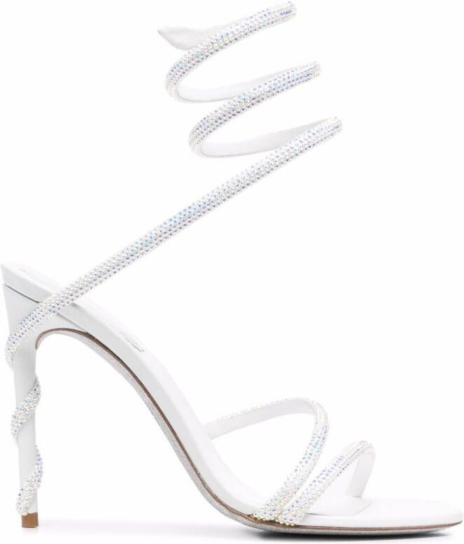 René Caovilla 120 mm Cecile sandalen met stras Wit