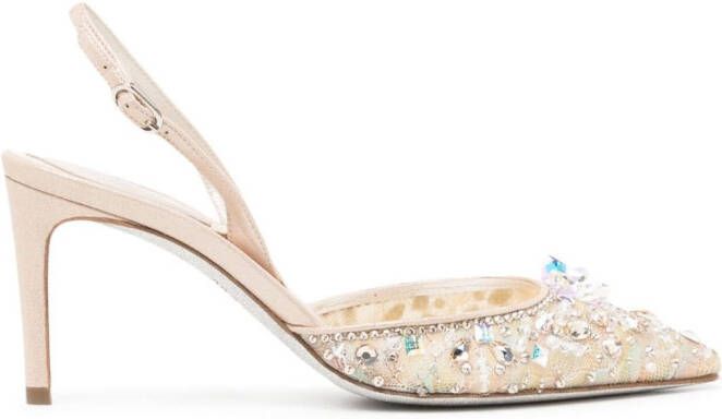 René Caovilla Chandelier leren pumps Goud