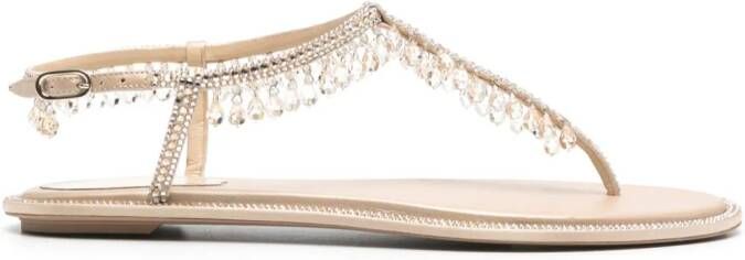 René Caovilla Chandelier leren sandalen Beige