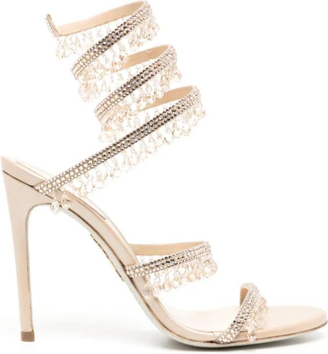 René Caovilla Chandelier sandalen verfraaid met kristallen Beige