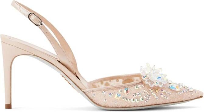 René Caovilla Cinderella pumps met kristal Beige