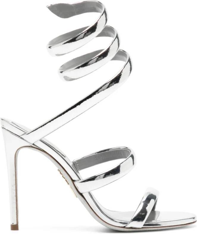 René Caovilla Cleo 100mm leren sandalen Zilver