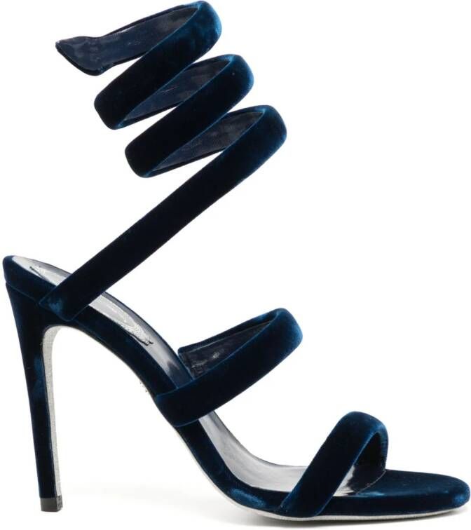 René Caovilla Cleo sandalen met fluwelen afwerking Blauw