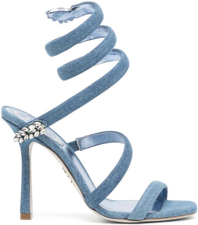 René Caovilla Cleopatra denim sandalen Blauw