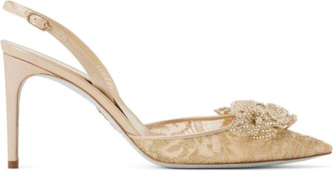 René Caovilla Floriane pumps met kant Beige