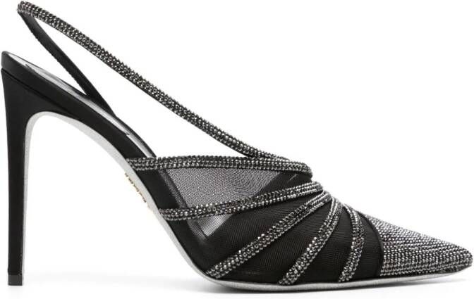 René Caovilla Slingback pumps verfraaid met kristallen Zwart