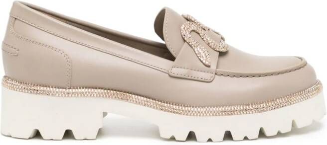 René Caovilla Morgana 40 mm leren loafers Beige