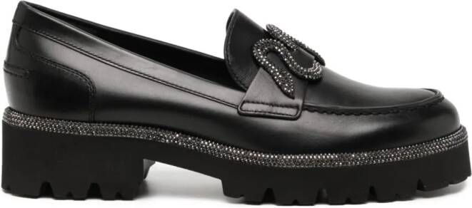 René Caovilla Morgana 40 mm leren loafers Zwart