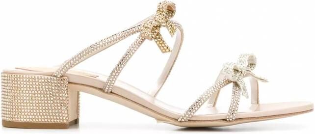 René Caovilla Sandalen met verfraaide bandjes Goud