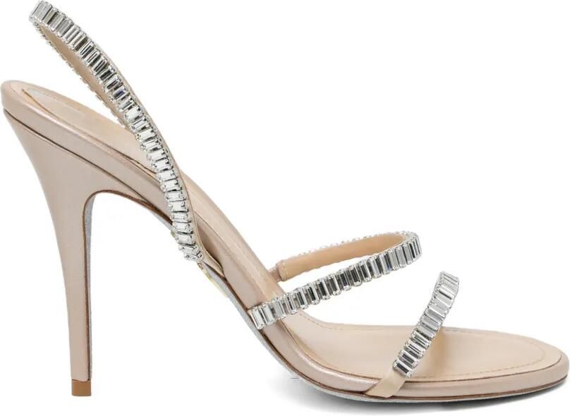 René Caovilla 100 mm sandalen verfraaid met kristallen Beige