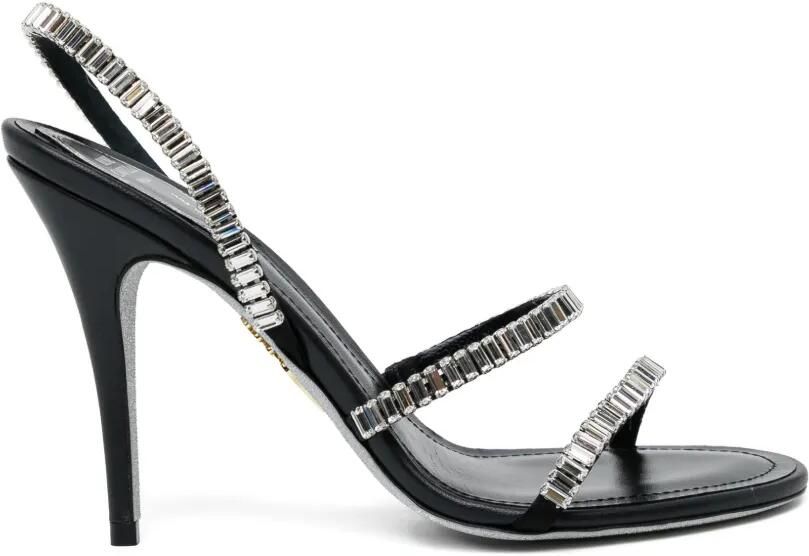 René Caovilla 100 mm sandalen verfraaid met kristallen Zwart