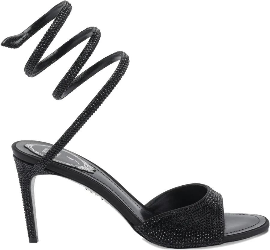 René Caovilla 100mm sandalen met kristallen en hak Zwart