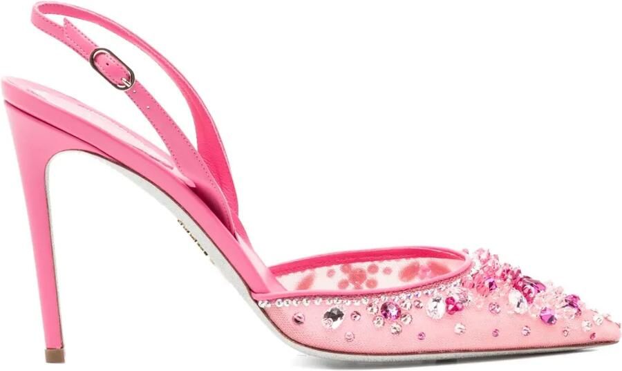 René Caovilla 105 mm Cinderella slingback pumps Roze