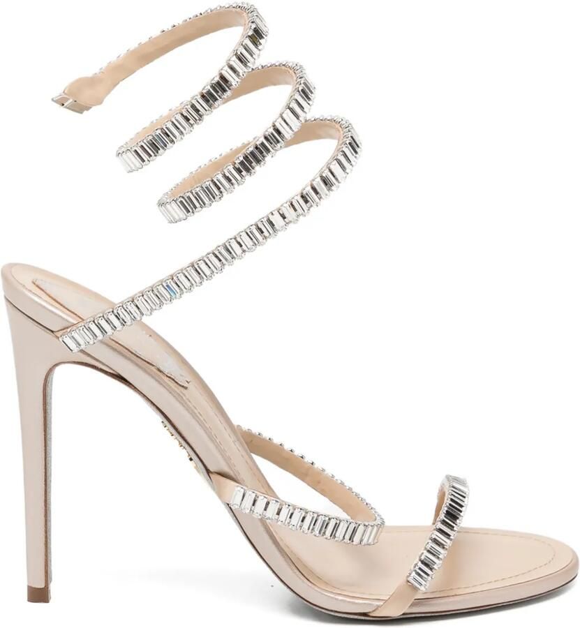 René Caovilla 105 mm Cleo Spark sandalen met hak Beige