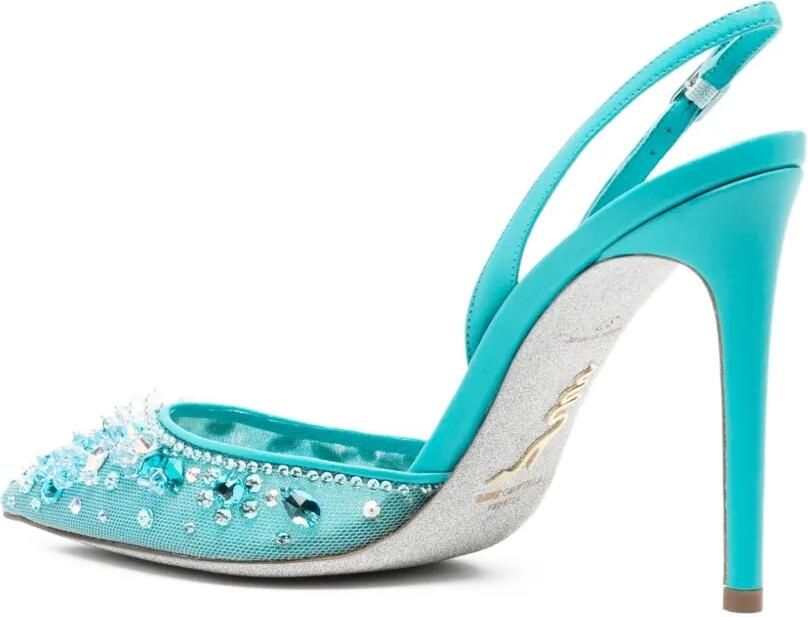 René Caovilla 110 mm Cinderella slingback pumps Blauw - Foto 2