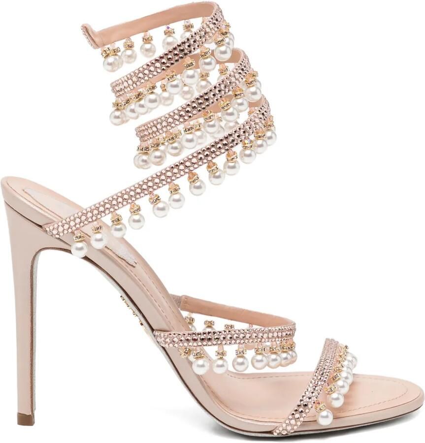 René Caovilla 110 mm sandalen verfraaid met kristallen en hak Roze