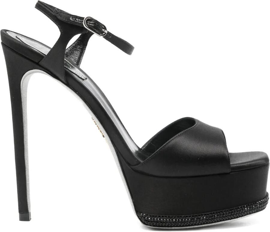 René Caovilla 150mm sandalen verfraaid met plateauzool Zwart