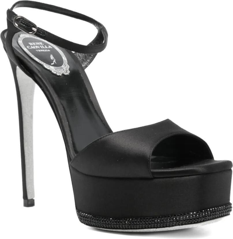 René Caovilla 150mm sandalen verfraaid met plateauzool Zwart - Foto 3