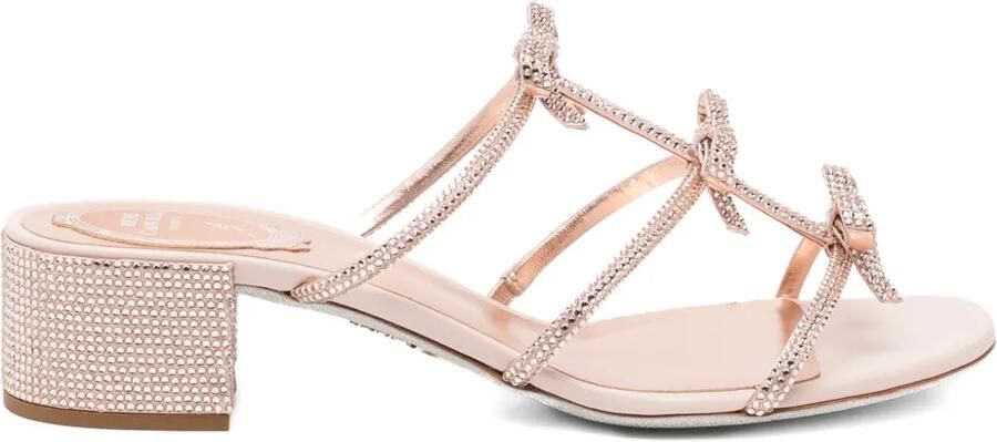 René Caovilla 40 mm sandalen verfraaid met kristallen en lint Roze