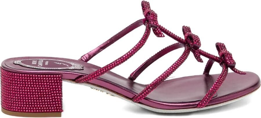 René Caovilla 40mm sandalen verfraaid met kristallen en lint Paars