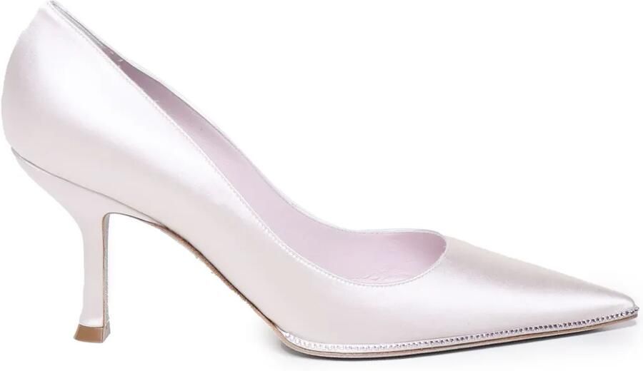 René Caovilla 50 mm satijnen pumps Wit