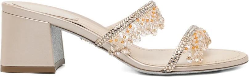 René Caovilla 50 mm verfraaide sandalen Beige