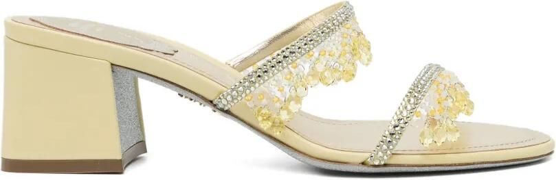 René Caovilla 50 mm verfraaide sandalen Geel