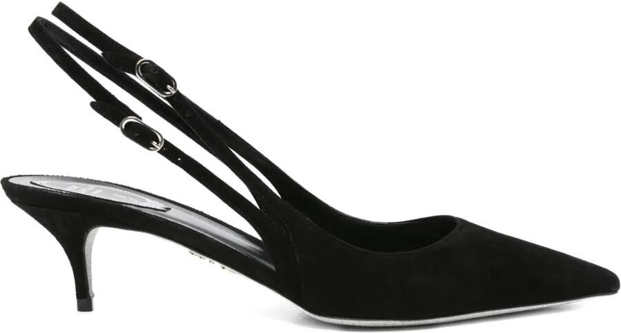 René Caovilla 60 mm slingback pumps met puntige neus en hak Zwart