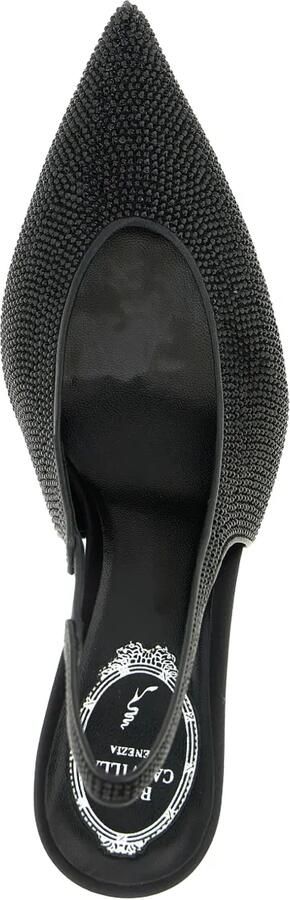 René Caovilla 80 mm Jinny slingback pumps met kristallen applicatie Zwart - Foto 4
