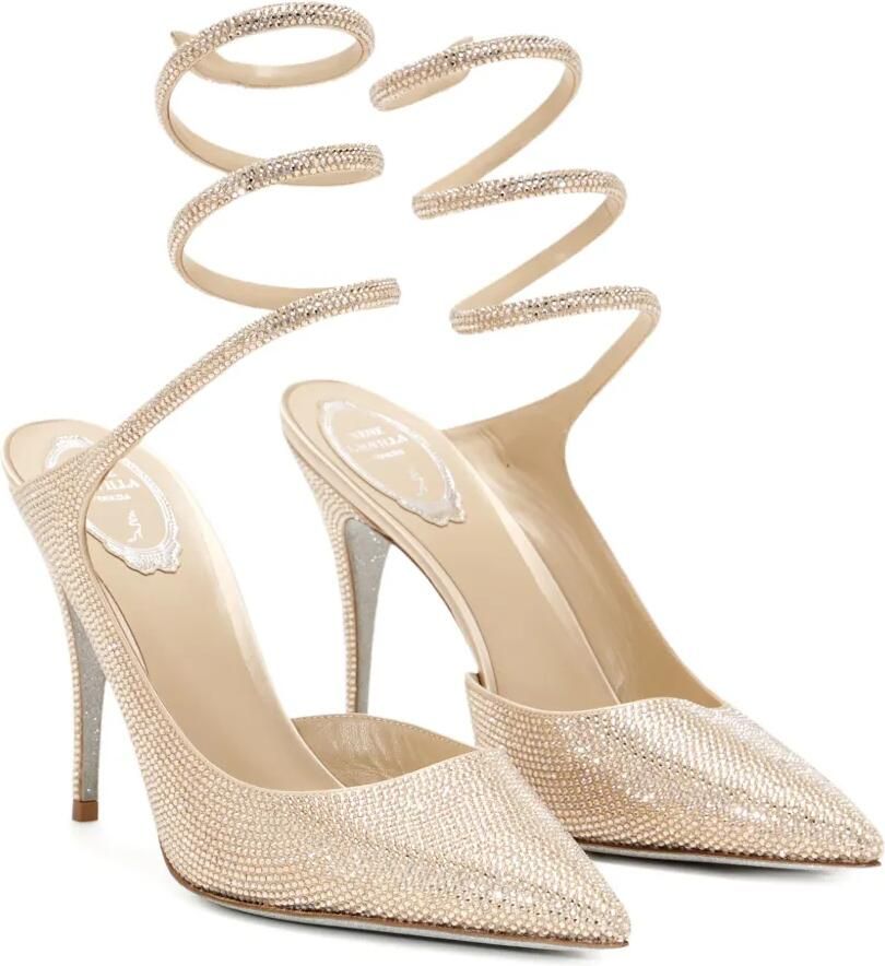 René Caovilla 80 mm pumps verfraaid met kristallen en spiraalvormig bandje Goud - Foto 2
