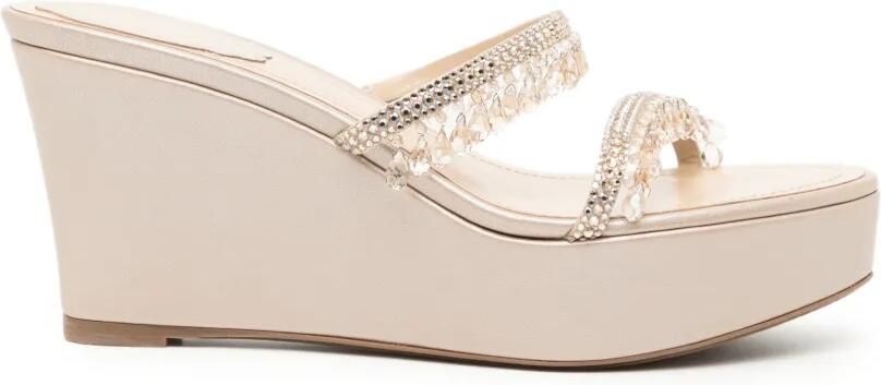 René Caovilla 85 mm Taylor sandalen met sleehak Beige