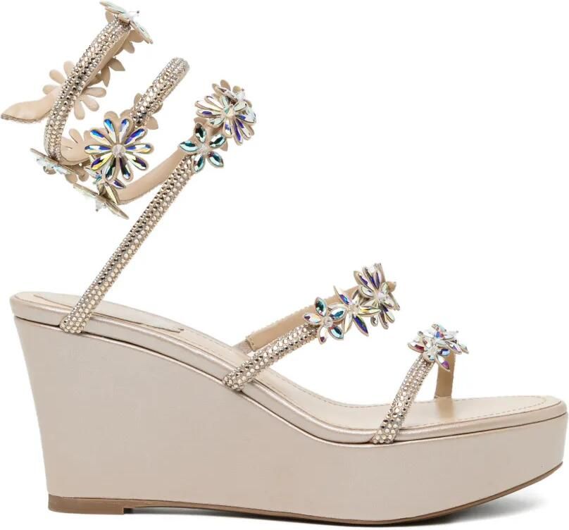 René Caovilla 85 mm verfraaide sandalen Beige