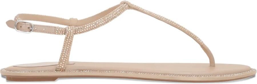 René Caovilla 95 mm sandalen verfraaid met stras en enkelbandje Beige