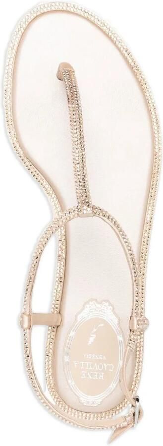 René Caovilla 95 mm sandalen verfraaid met stras en enkelbandje Beige - Foto 4