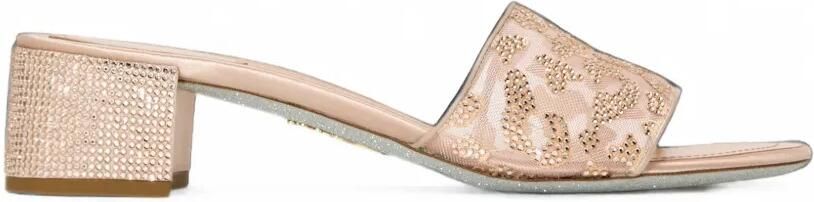 René Caovilla Allura sandalen verfraaid met kristallen en luipaardpatroon Beige
