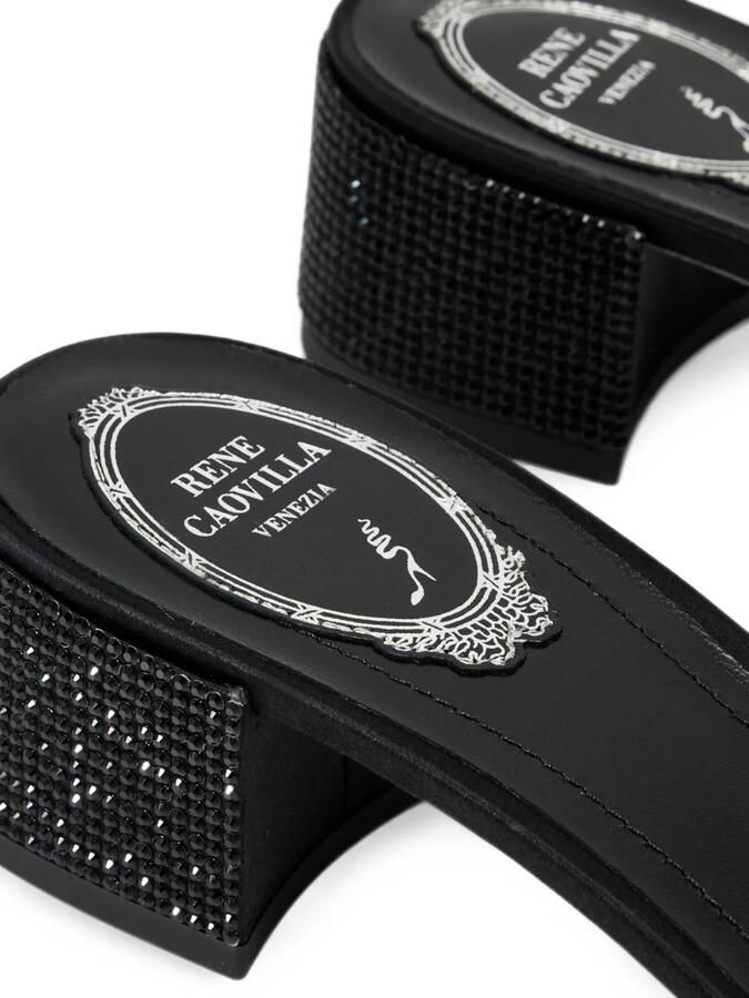 René Caovilla Allure sandalen met blokhak en luipaard-patroon verfraaid met stras Zwart - Foto 2