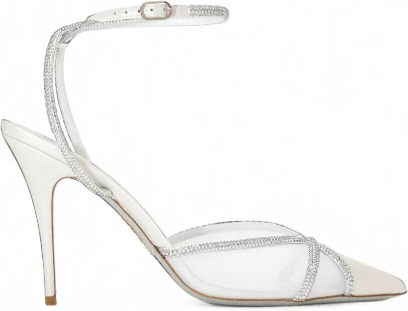 René Caovilla Becky mesh pumps verfraaid met kristallen Wit