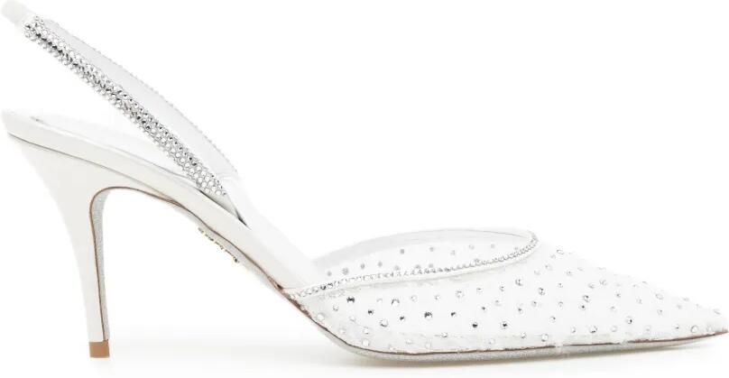René Caovilla Belle slingback sandalen verfraaid met kristallen Wit