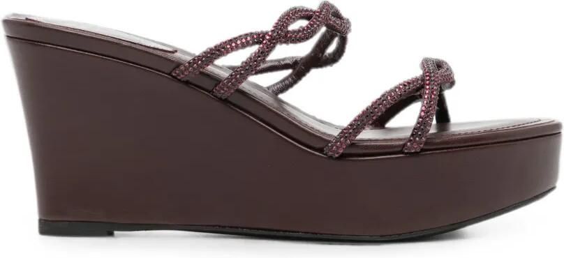 René Caovilla Braid sandalen met sleehak en verfraaid met kristallen Paars