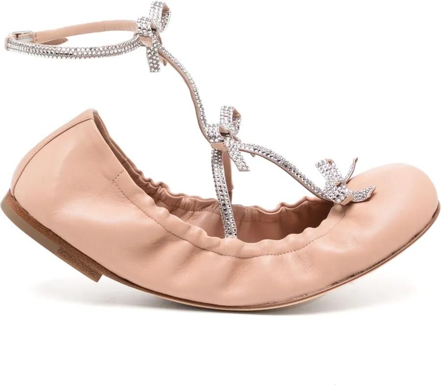 René Caovilla Caterina leren ballerina's Roze