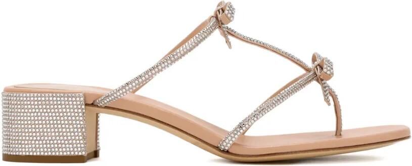 René Caovilla Caterina sandalen met kristallen strik Beige