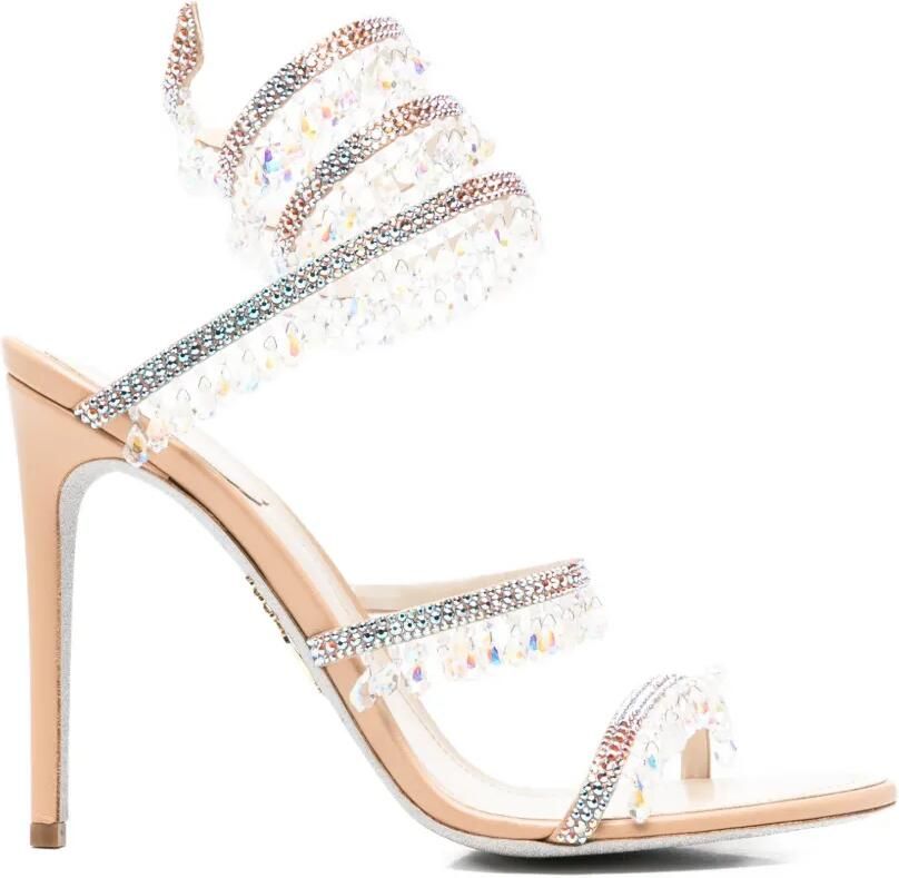 René Caovilla Chandelier sandalen verfraaid met kristallen Beige