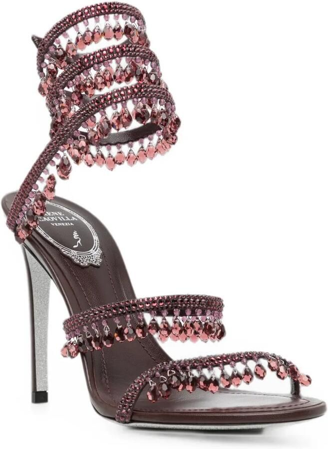 René Caovilla Chandelier sandalen verfraaid met kristallen Paars
