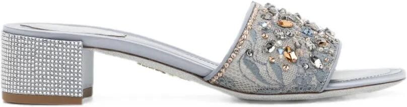 René Caovilla Christy kanten sandalen verfraaid met kristallen Blauw