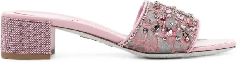 René Caovilla Christy kanten sandalen verfraaid met kristallen Roze